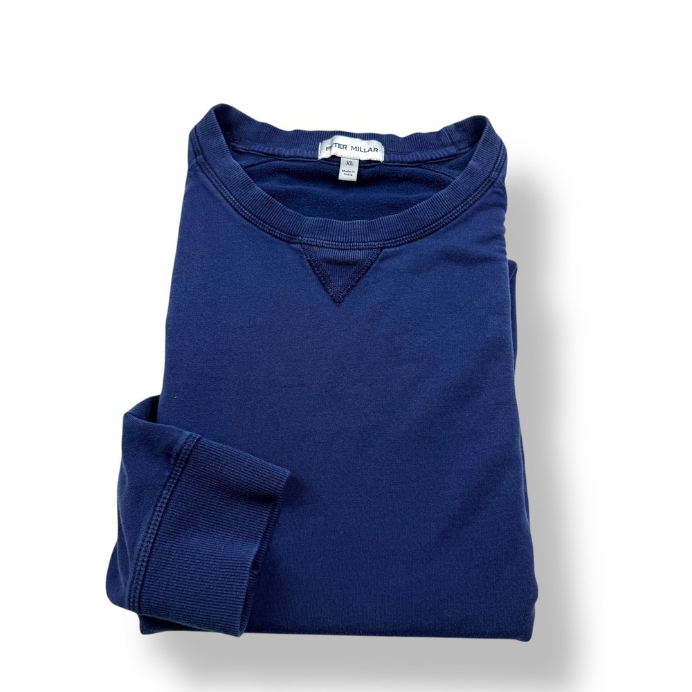 Peter Millar Crewneck Sweatshirt Pullover Navy‎ Blue Mens XL Cotton Blend